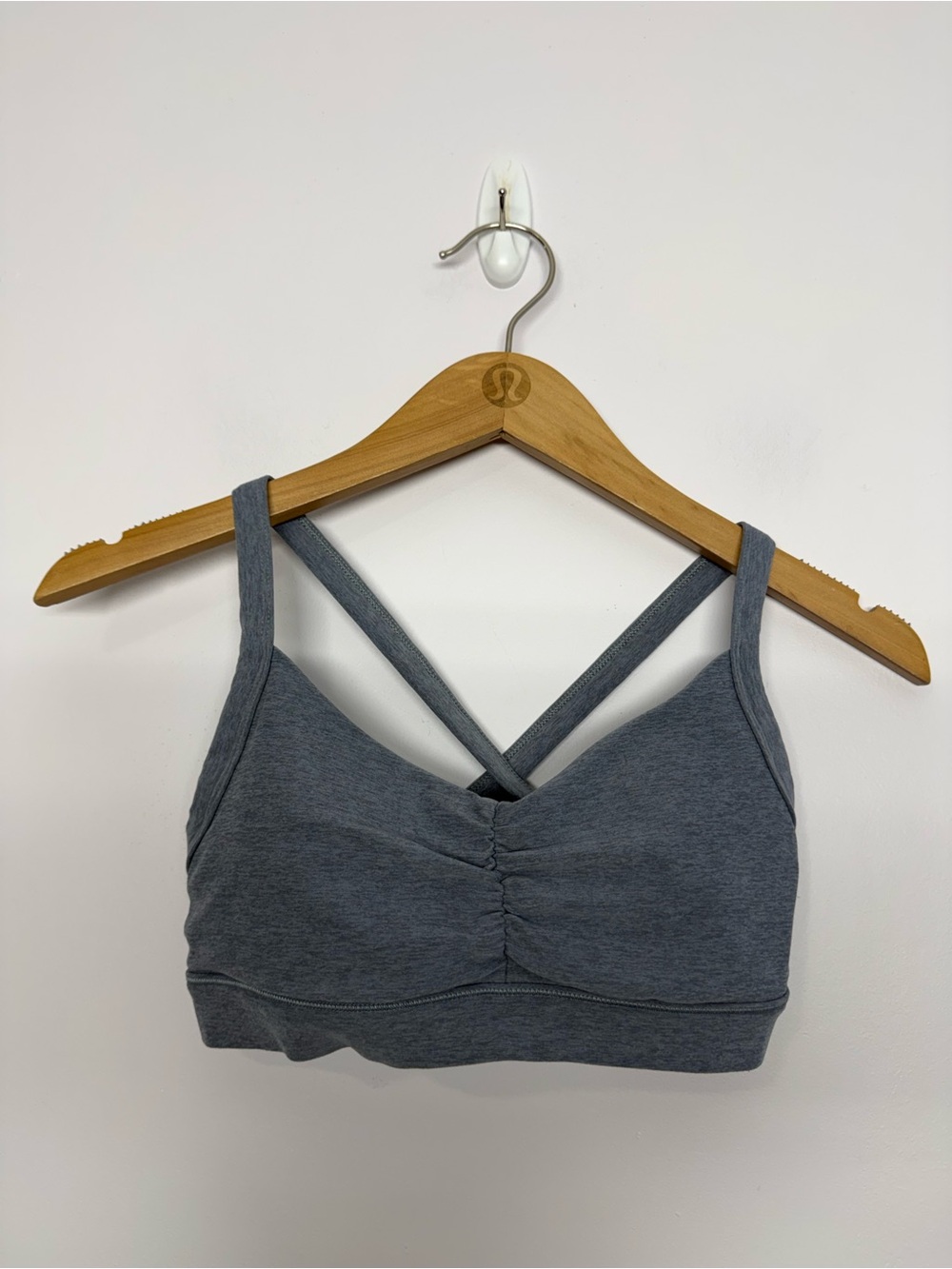 40: Vuori Elevation Ruched Bra Lt Blue Heather Size Small